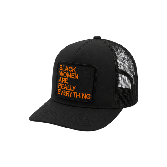 Black Women Are Everything Patched Snapback Hat | Melanin Queen Trucker Cap - Black Orange