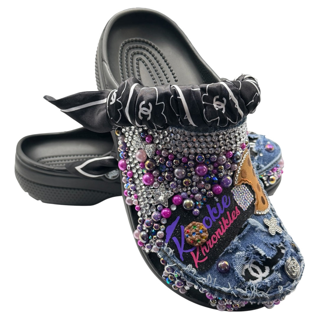 Faraja’ Styls Custom Croc Slides – Personalized Bling Slides, Patch Slides, Charm Slides, Sorority, Sneaker & Custom Design Slides