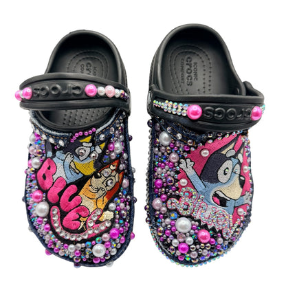 Faraja’ Styls Custom Croc Slides – Personalized Bling Slides, Patch Slides, Charm Slides, Sorority, Sneaker & Custom Design Slides