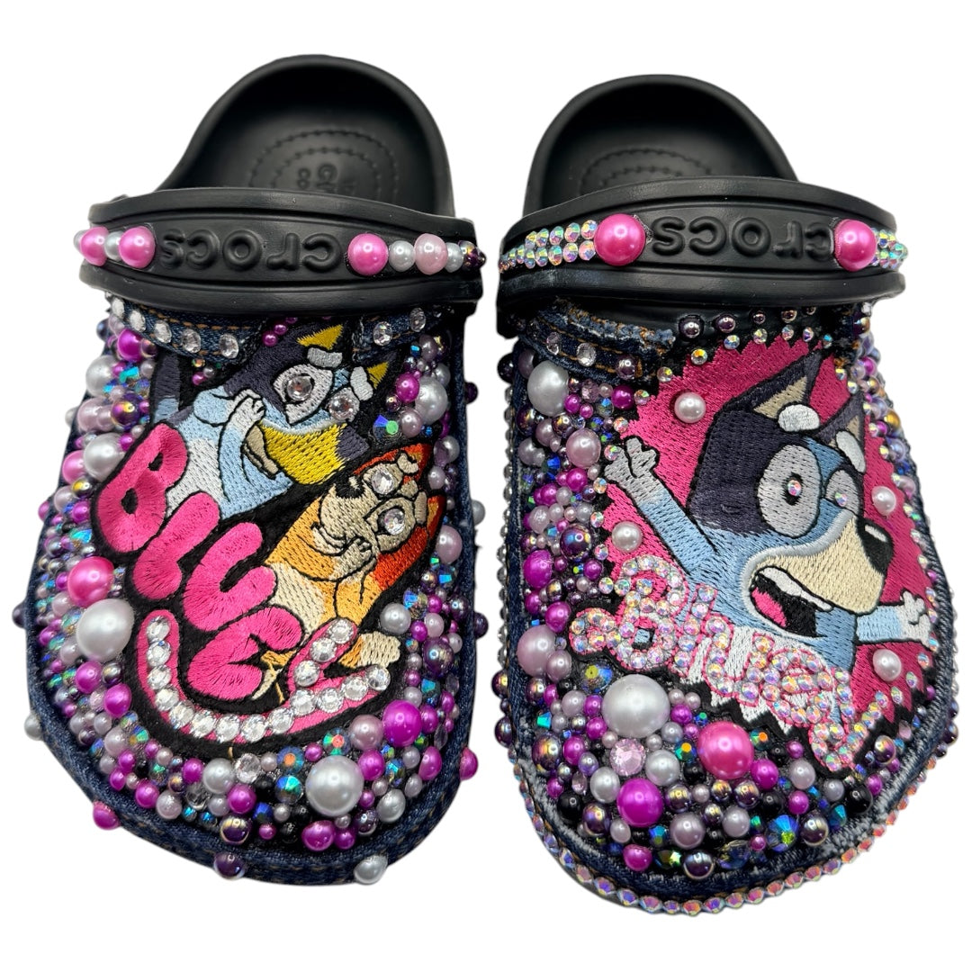 Faraja’ Styls Custom Croc Slides – Personalized Bling Slides, Patch Slides, Charm Slides, Sorority, Sneaker & Custom Design Slides