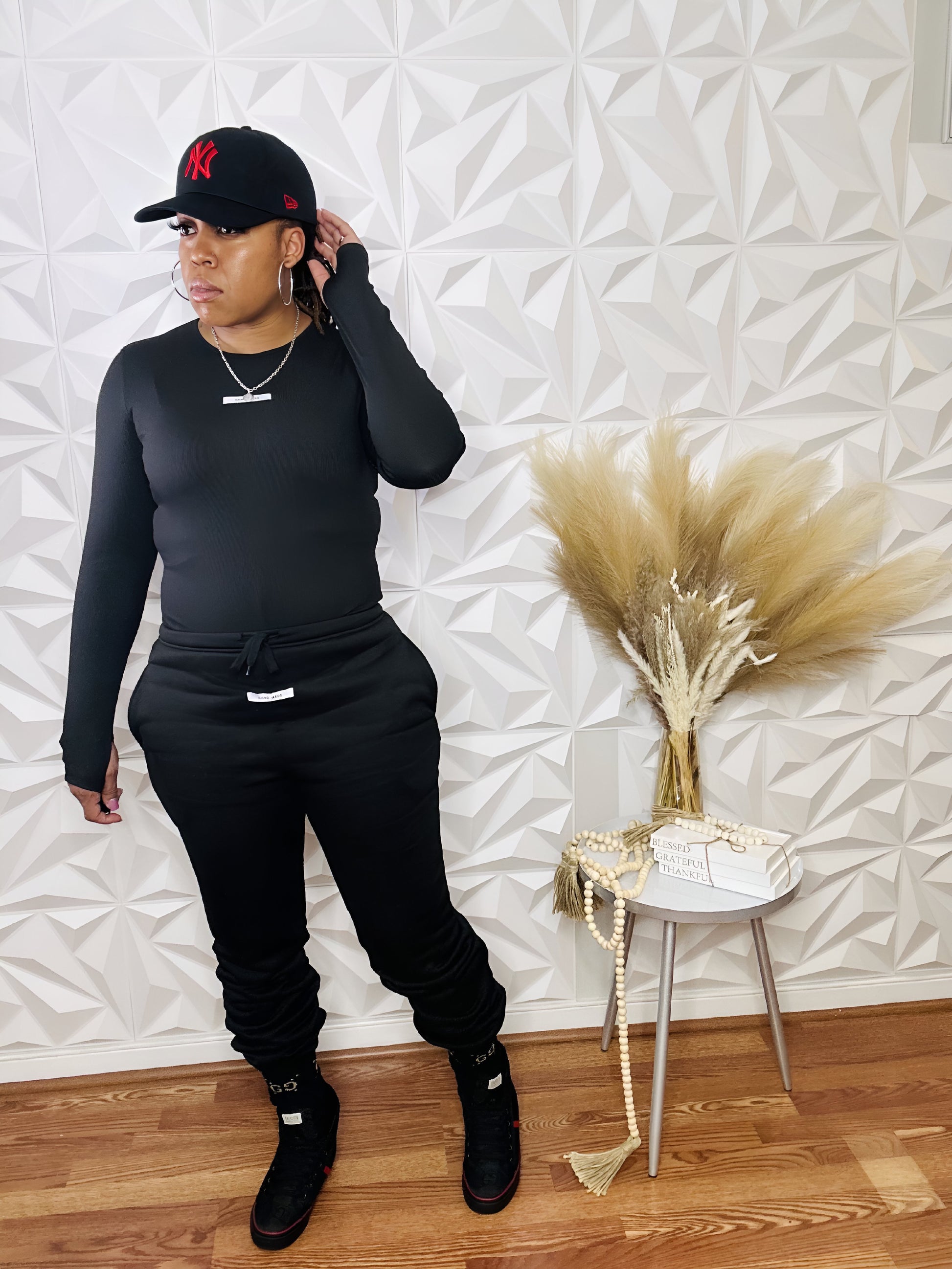 Hand Made 2pc Jogger Set - Black - Size L/XL Only
