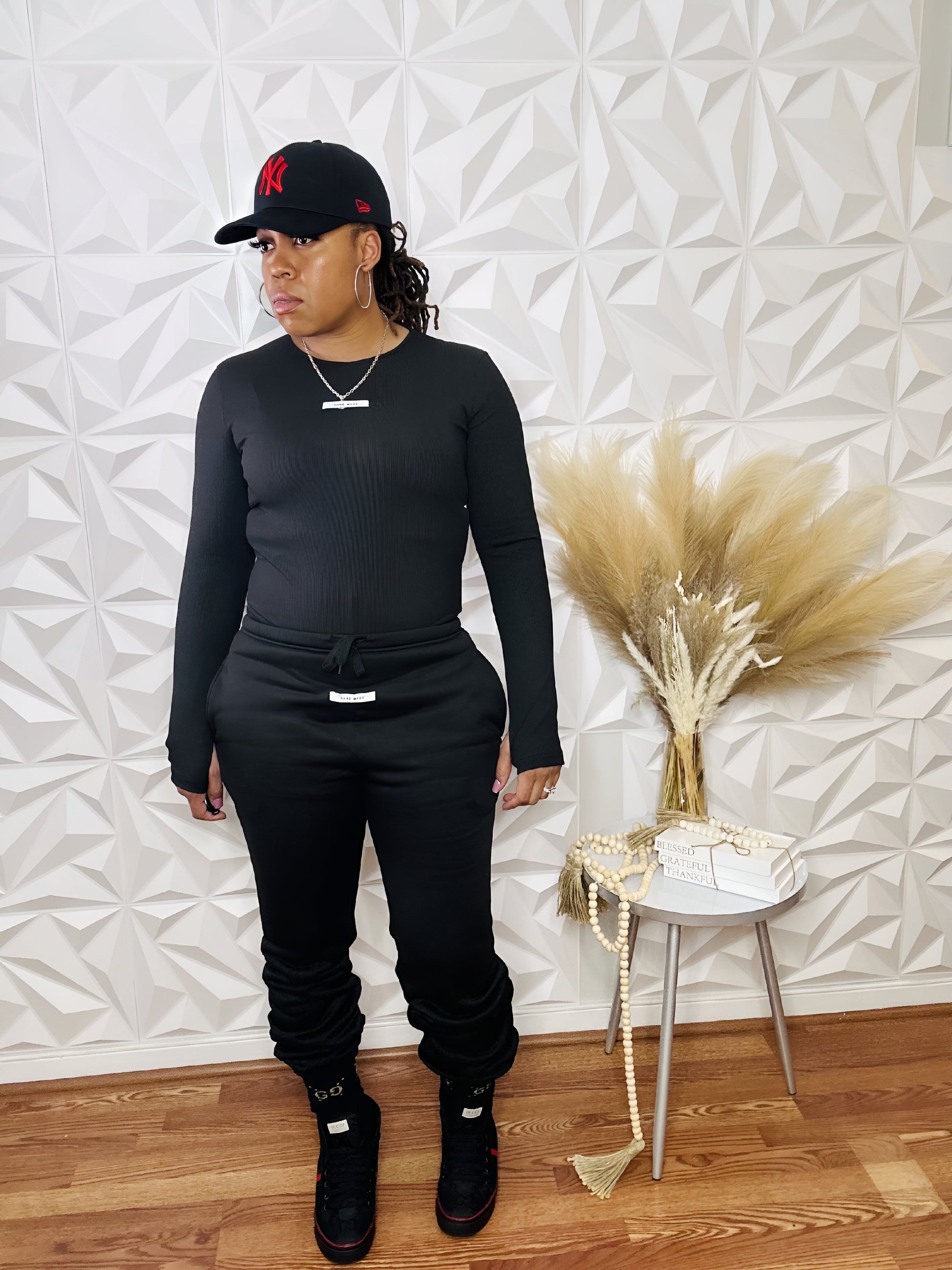 Hand Made 2pc Jogger Set - Black - Size L/XL Only