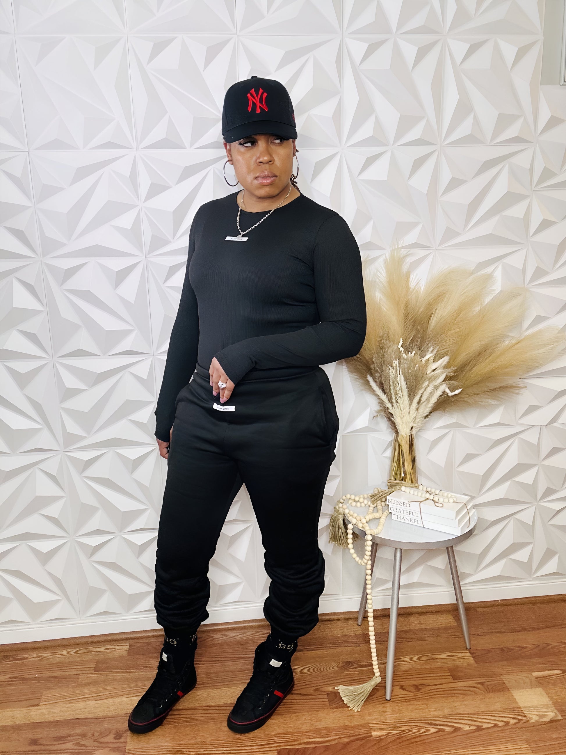 Hand Made 2pc Jogger Set - Black - Size L/XL Only