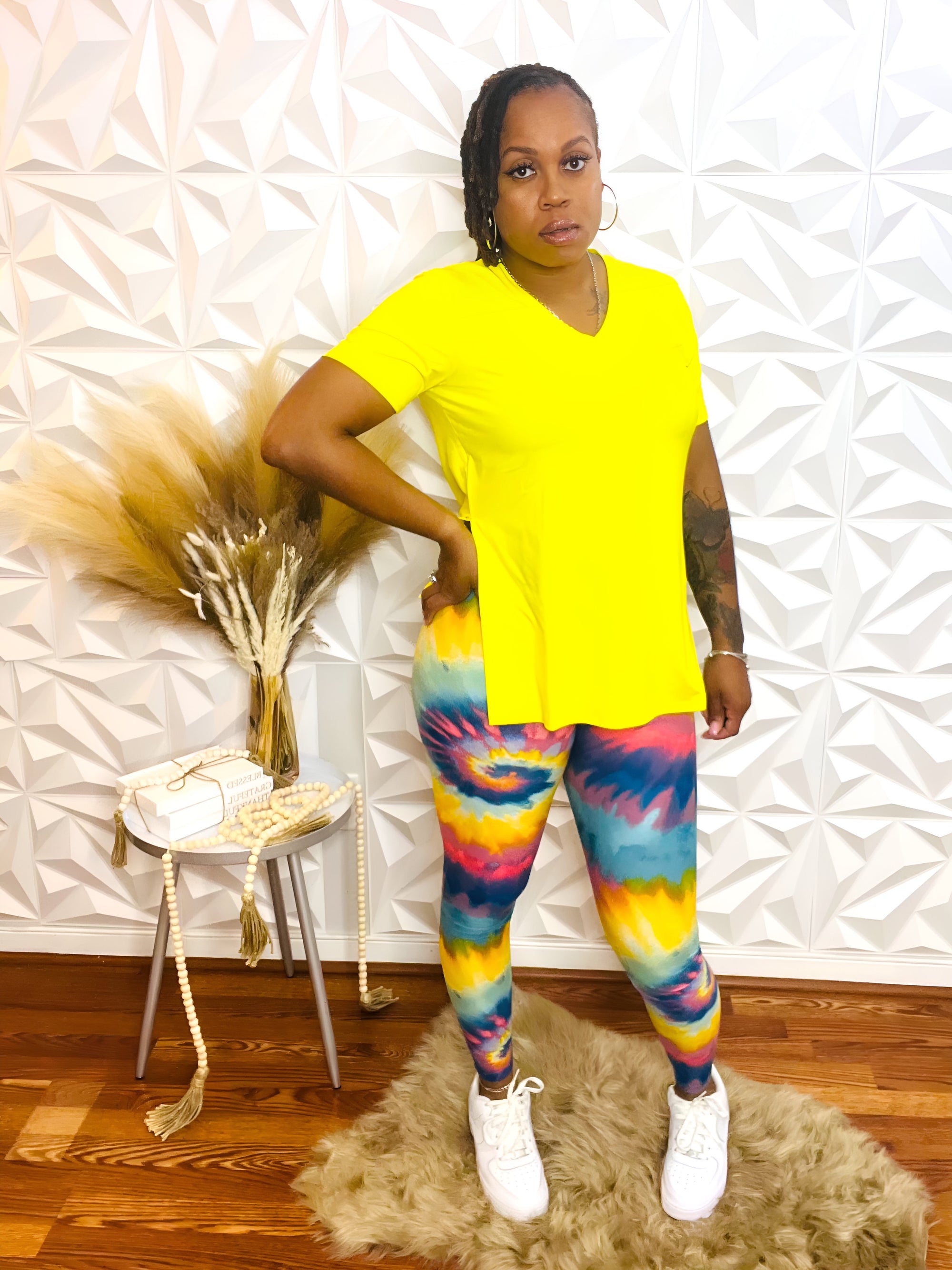 Rainbow Legging 2pc Set - Yellow