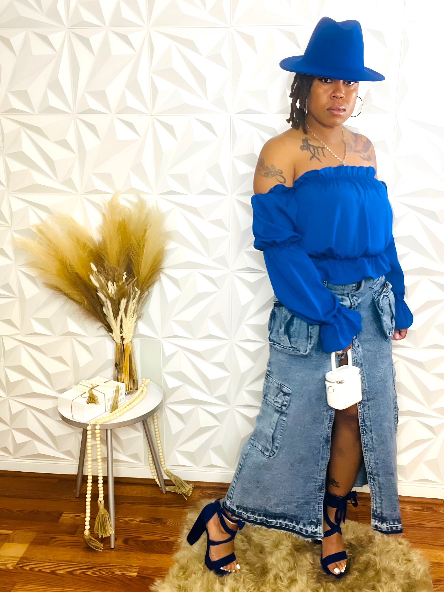 Talk Heavy Denim Cargo Skirt