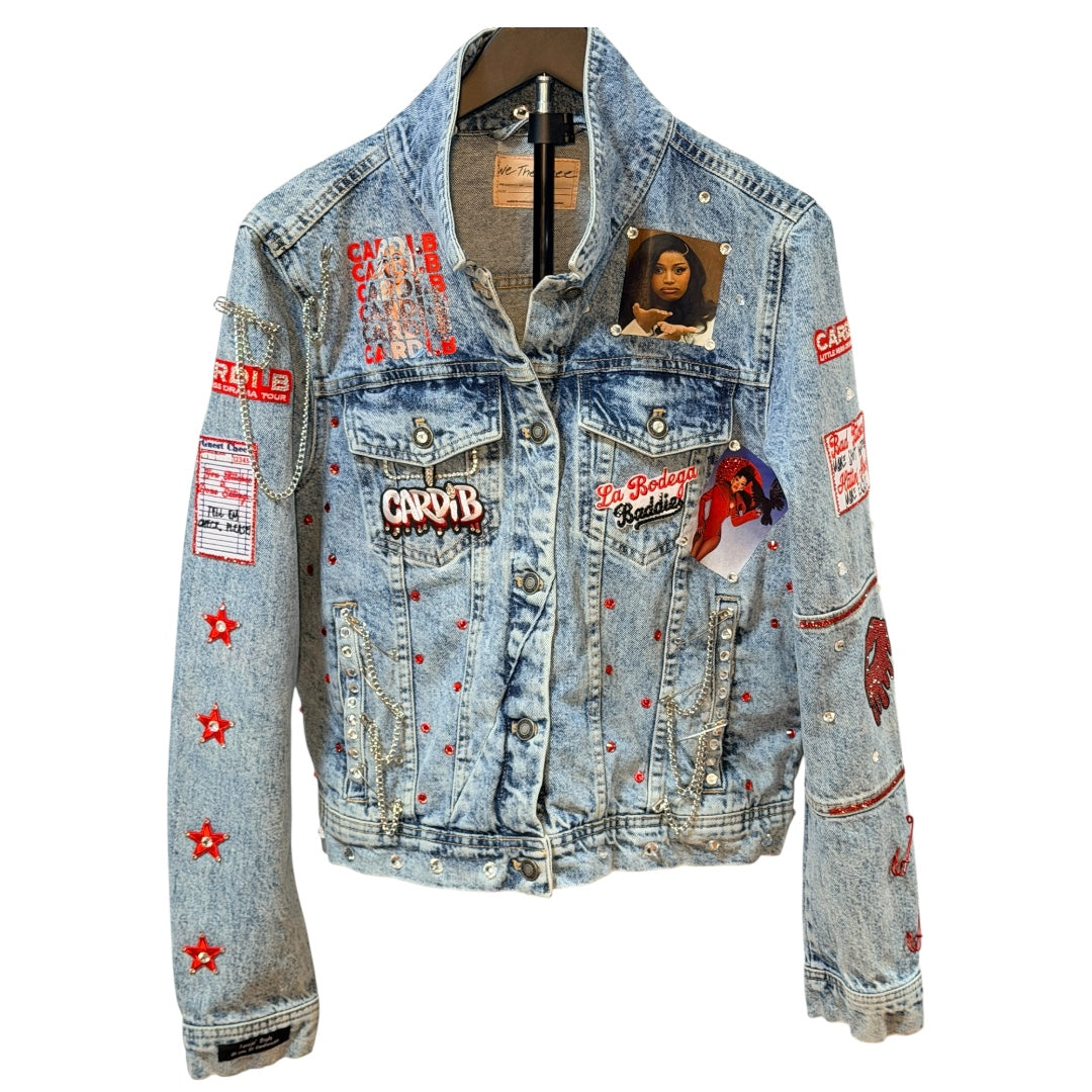 Faraja’ Styls Custom Junk Jacket | Rhinestone, Patch & Pearl Statement Jacket | Sorority, Sneaker & Fashion Jackets