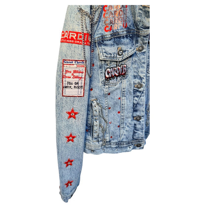 Faraja’ Styls Custom Junk Jacket | Rhinestone, Patch & Pearl Statement Jacket | Sorority, Sneaker & Fashion Jackets