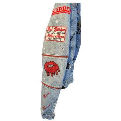 Faraja’ Styls Custom Junk Jacket | Rhinestone, Patch & Pearl Statement Jacket | Sorority, Sneaker & Fashion Jackets