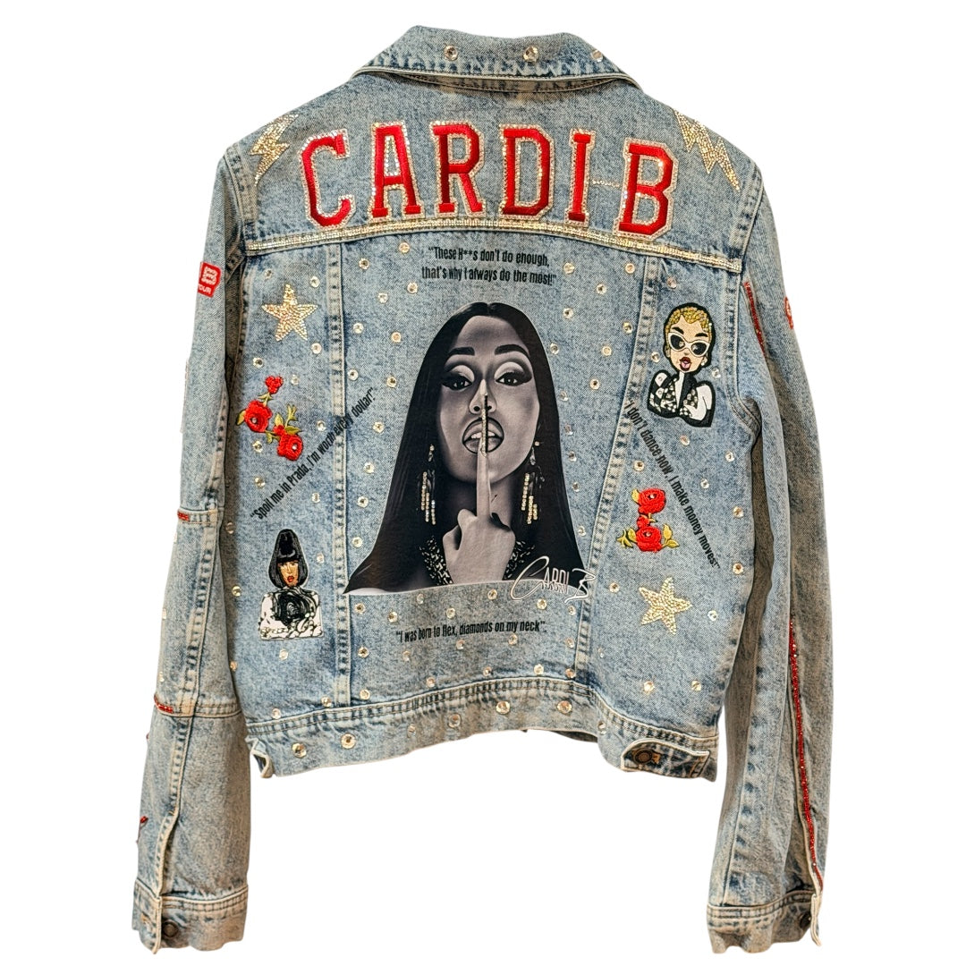 Faraja’ Styls Custom Junk Jacket | Rhinestone, Patch & Pearl Statement Jacket | Sorority, Sneaker & Fashion Jackets