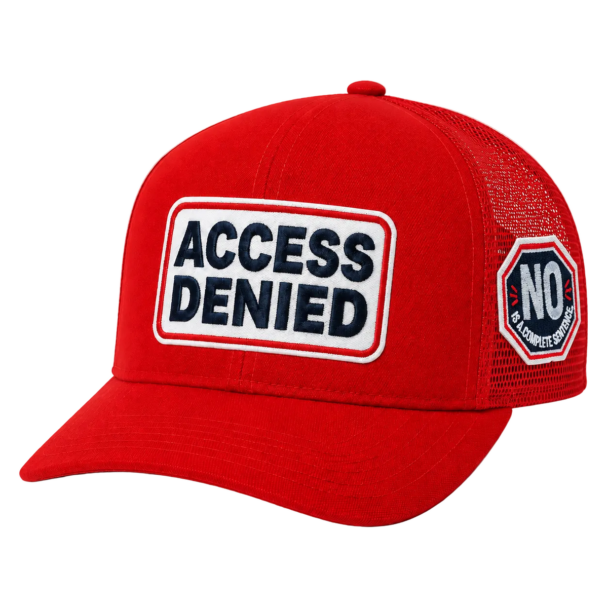 Access Denied “No Is a Complete Sentence” Mesh-Back Snapback Hat - Red