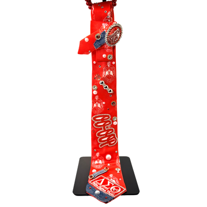 Delta Inspired Premade Junk Tie – Red & White Greek Statement Tie