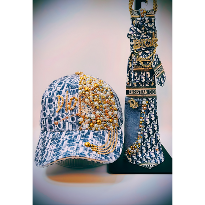 Premade Bling Junk Trucker Hat & Matching Junk Tie Set – Jeweled Statement Accessories | Ready to Ship