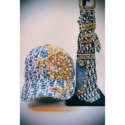 Premade Bling Junk Trucker Hat & Matching Junk Tie Set – Jeweled Statement Accessories | Ready to Ship
