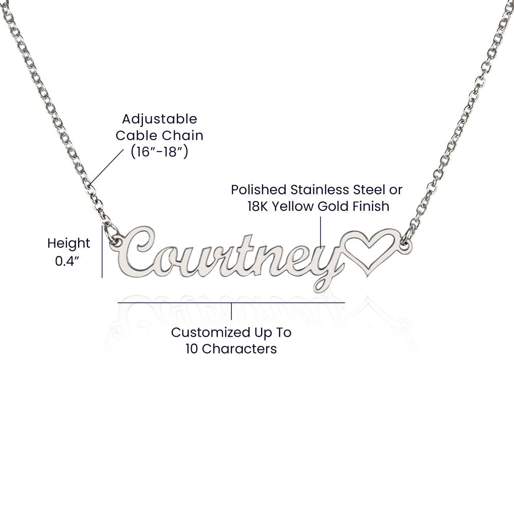 "Heartfelt Names: Custom Name Necklace with Heart"