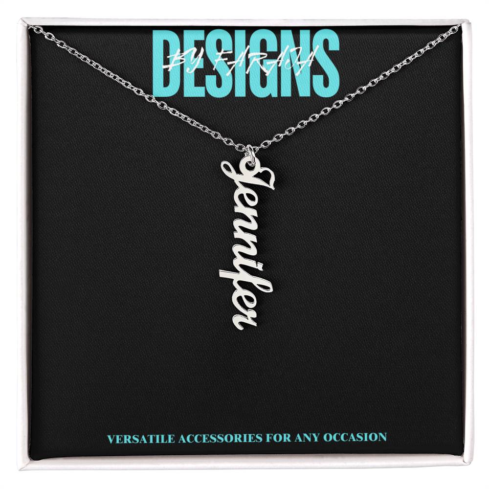 "Elegant Vertical Name Necklace - Personalized Jewelry for Unique Style".