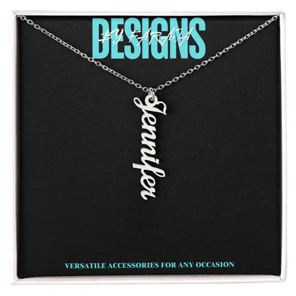 "Elegant Vertical Name Necklace - Personalized Jewelry for Unique Style".