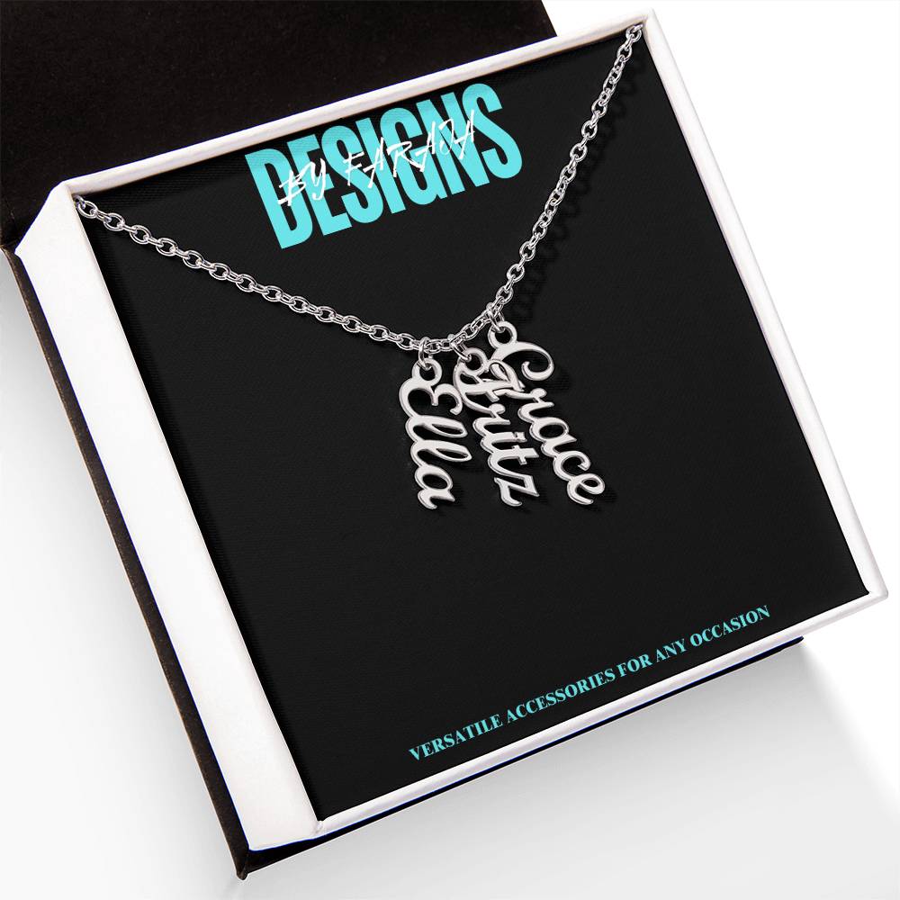 "Elegant Vertical Name Necklace - Personalized Jewelry for Unique Style".