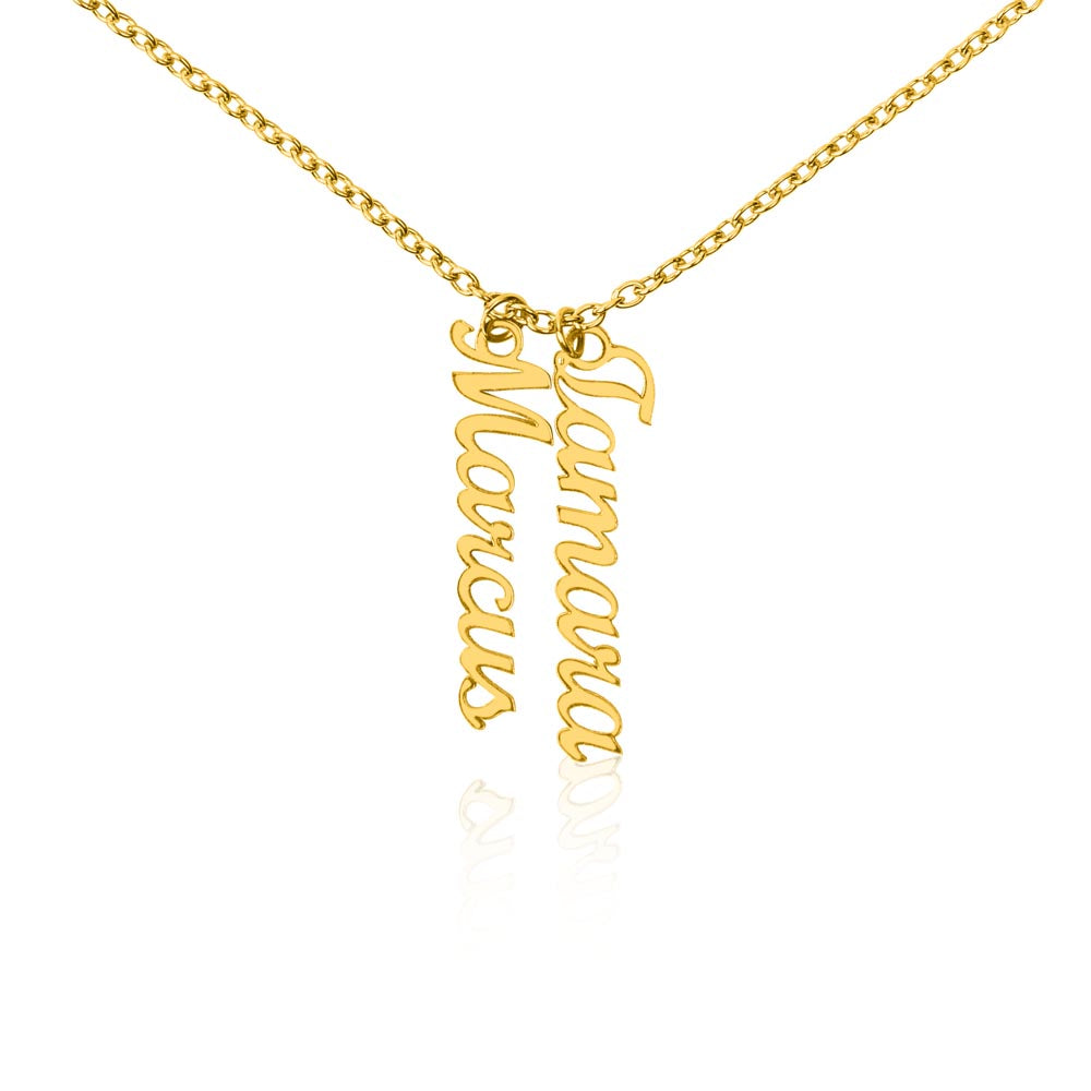 "Elegant Vertical Name Necklace - Personalized Jewelry for Unique Style".