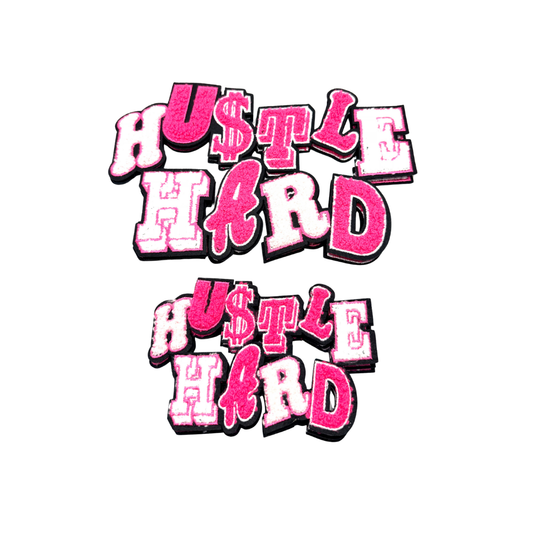 Hustle Hard Chenille Pink Patches