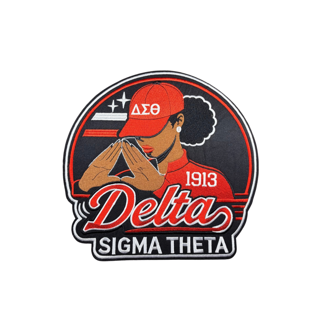 DST 1913 - Female AEO - Red - Black - Round Sorority  Large Round Patch