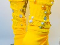 Custom Junk Slotch Socks with Patches, Pearls & Rhinestones | Personalized Glam Socks | Handmade Fashion Statement