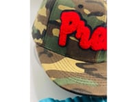 Camo Snapback Hat with Red Chenille “Pretty” Patch & Red + Clear Crystal Appliqué | Pretty Girl Collection
