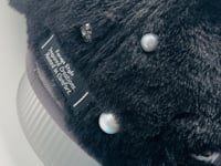 Black Furry “So Fly” Luxury Junk Trucker Hat | Patches, Bling Pins, Rhinestones & Pearls Brooches