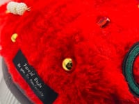 Red Furry Luxury Junk Trucker Hat | Patches, Bling Pins, Rhinestones & Pearls Brooches