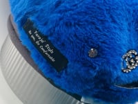 Royal Blue Furry Luxury Cookie Monster Junk Trucker Hat | Luxury Patches, Pins, Rhinestones & Pearls
