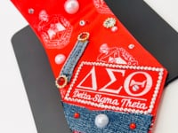 Delta Inspired Premade Junk Tie – Red & White Greek Statement Tie