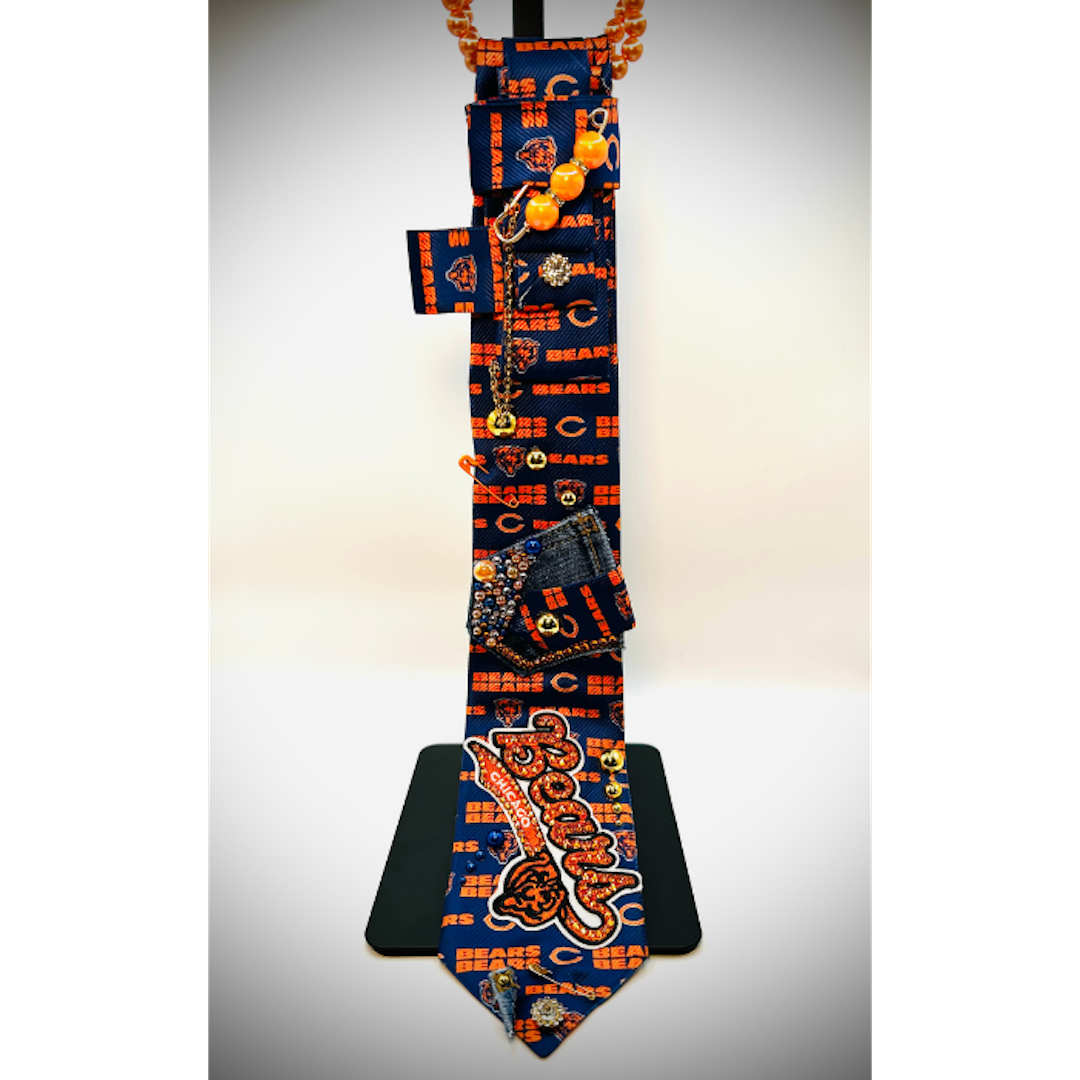 Custom NFL Team Junk Tie – Bling Football Tie with Pearls, Patches & Rhinestones | Game Day Statement
