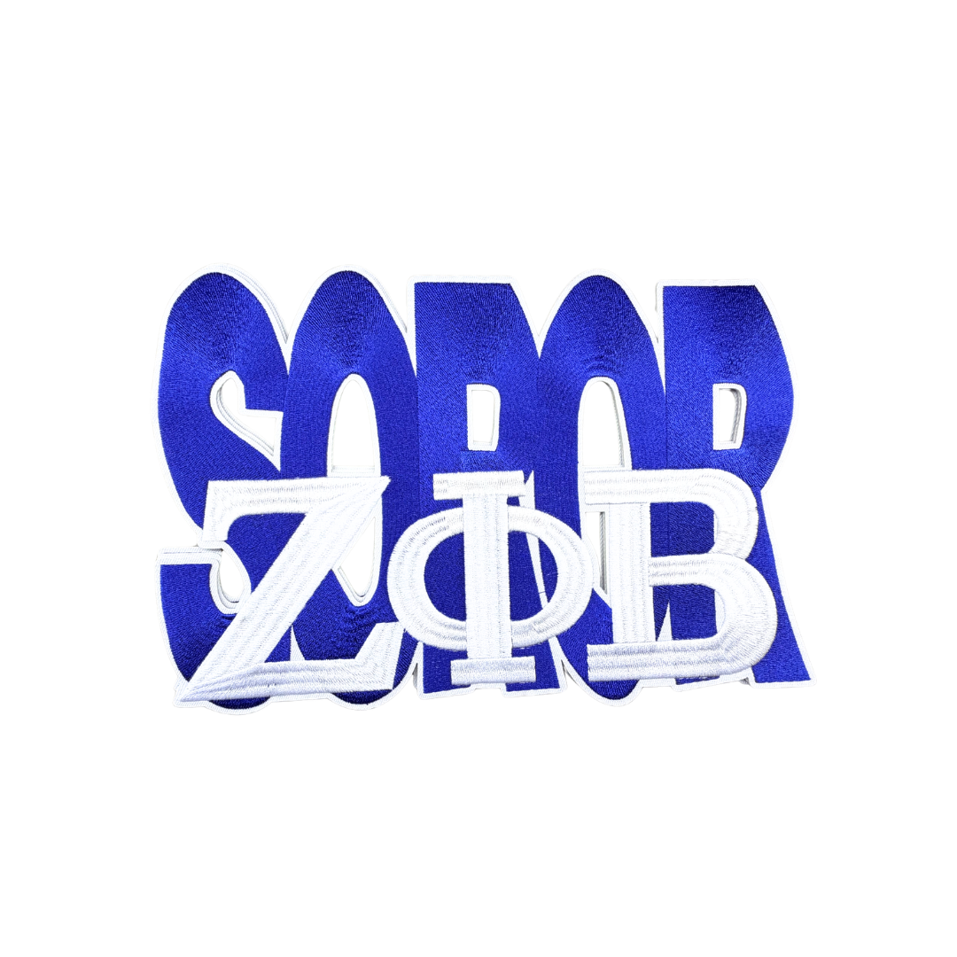 Zeta Soror & Logo Blue & White Large Patch