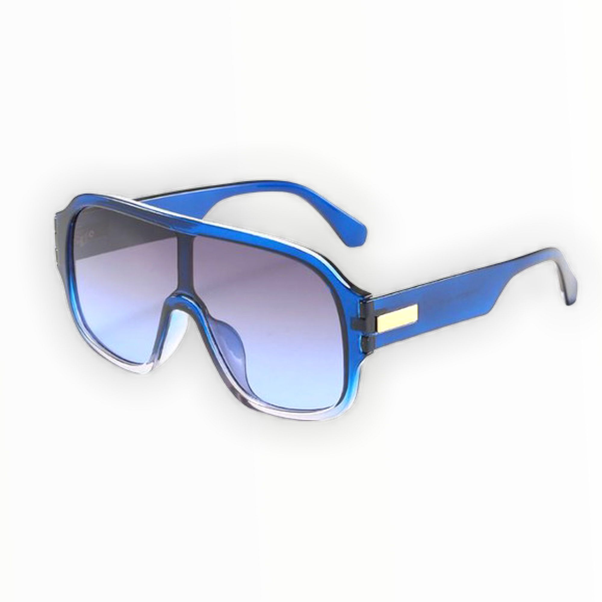 Stand Out - Flat Top Round Sunglasses - Grey/Blue